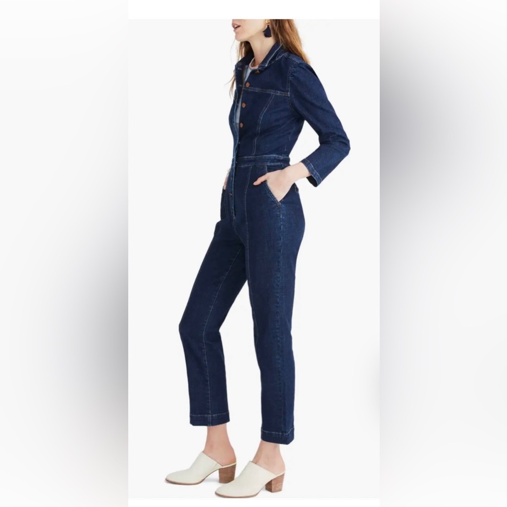 Madewell jumpsuit size 0 denim puff sleeve  💙🦋
